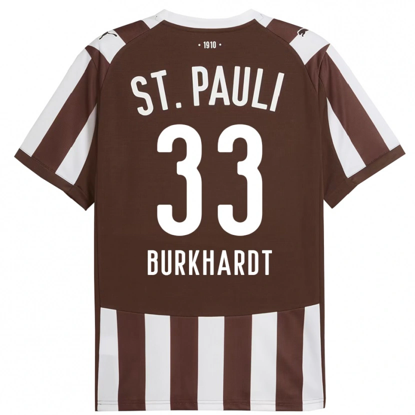 Danxen Dětské Jannik Burkhardt #33 Kávová Bílá Domů Hráčské Dresy 2025/26 Dres