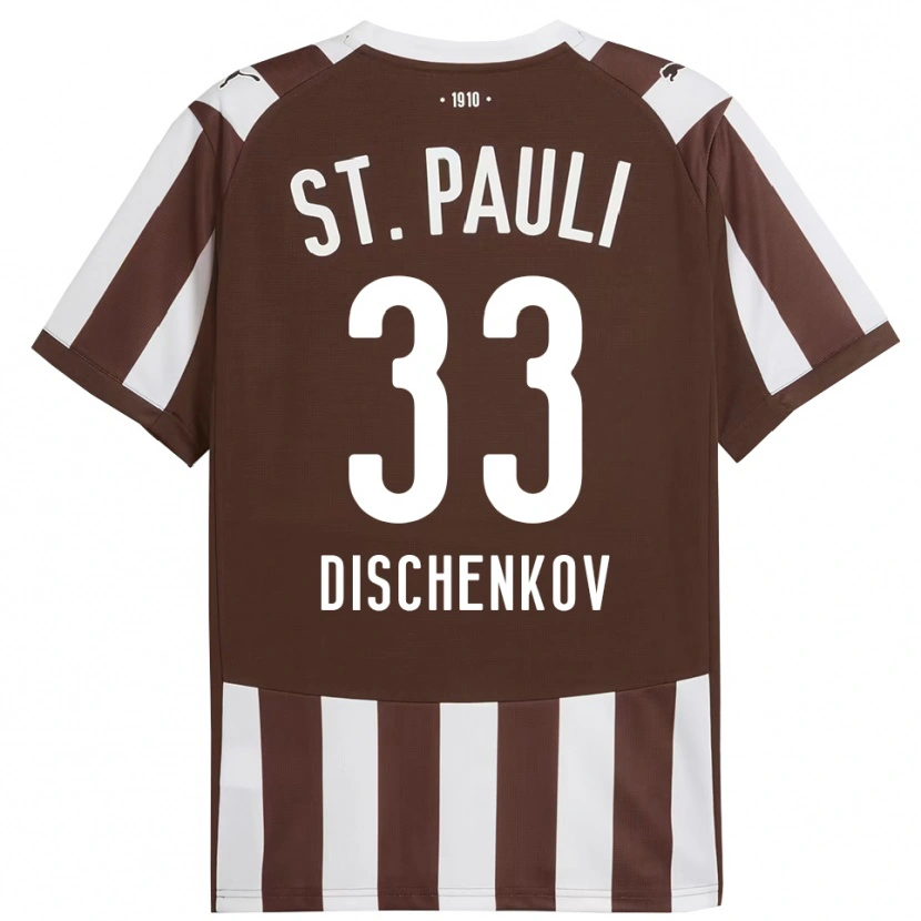 Danxen Dětské Dimitri Dischenkov #33 Kávová Bílá Domů Hráčské Dresy 2025/26 Dres