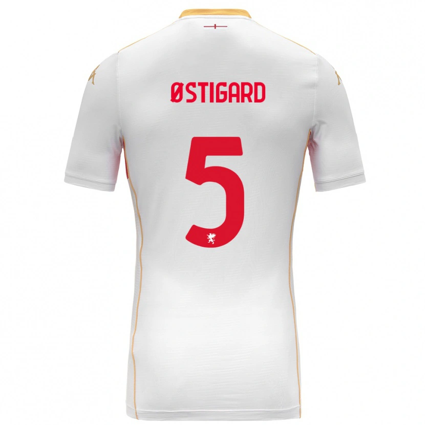 Danxen Dětské Leo Østigård #5 Bílá Červená Daleko Hráčské Dresy 2025/26 Dres