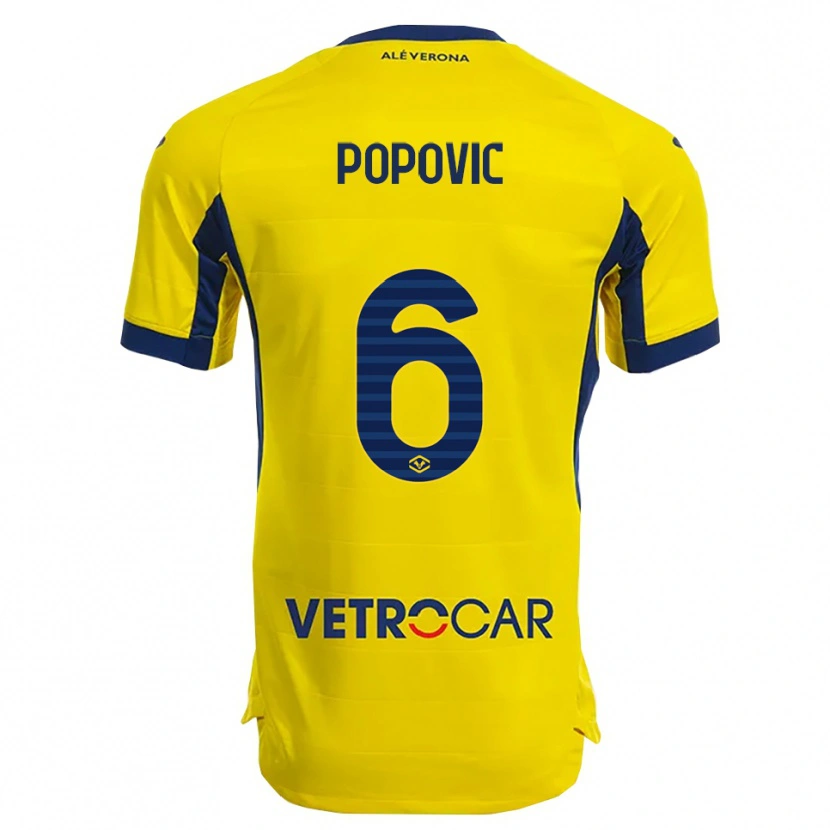 Danxen Dětské Andrej Popovic #6 Žlutá Námořnická Modř Daleko Hráčské Dresy 2025/26 Dres