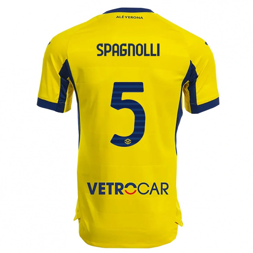 Danxen Dětské Matteo Spagnolli #5 Žlutá Námořnická Modř Daleko Hráčské Dresy 2025/26 Dres
