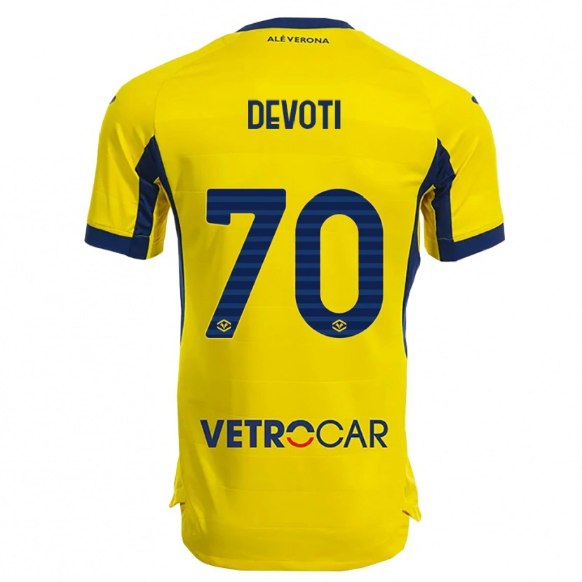 Danxen Dětské Andrea Devoti #70 Žlutá Námořnická Modř Daleko Hráčské Dresy 2025/26 Dres