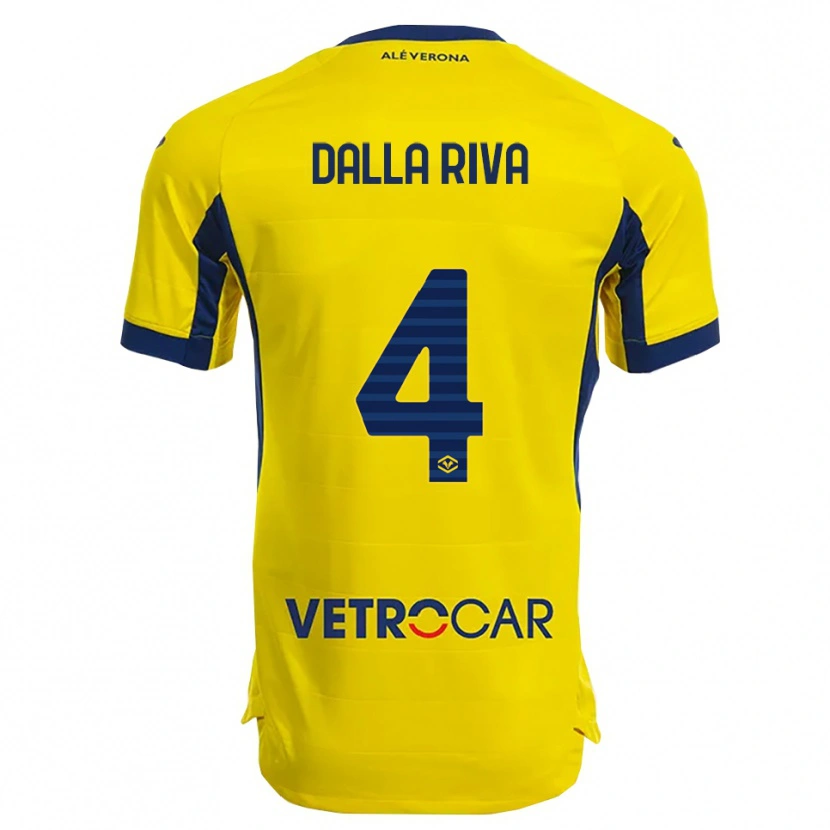 Danxen Dětské Stefano Dalla Riva #4 Žlutá Námořnická Modř Daleko Hráčské Dresy 2025/26 Dres