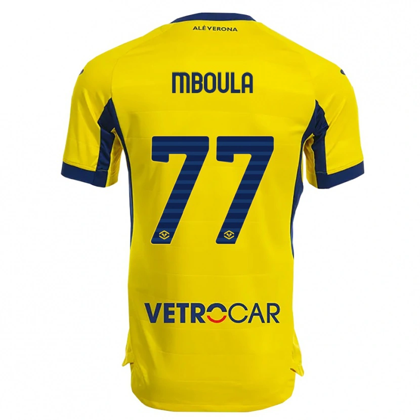 Danxen Dětské Jordi Mboula #77 Žlutá Námořnická Modř Daleko Hráčské Dresy 2025/26 Dres