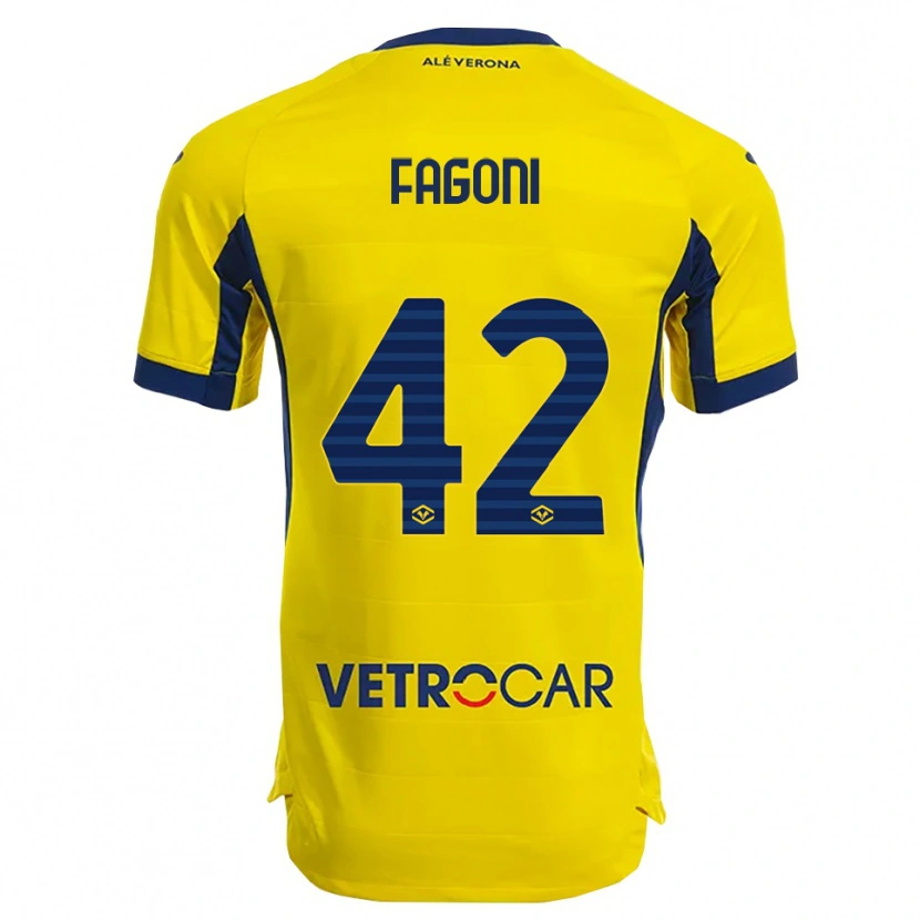 Danxen Dětské Marco Fagoni #42 Žlutá Námořnická Modř Daleko Hráčské Dresy 2025/26 Dres