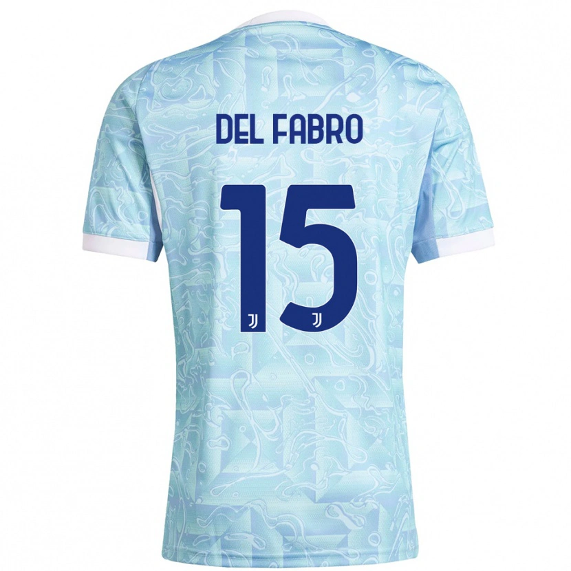Danxen Dětské Jacopo Del Fabro #15 Nebesky Modrá Žlutá Daleko Hráčské Dresy 2025/26 Dres