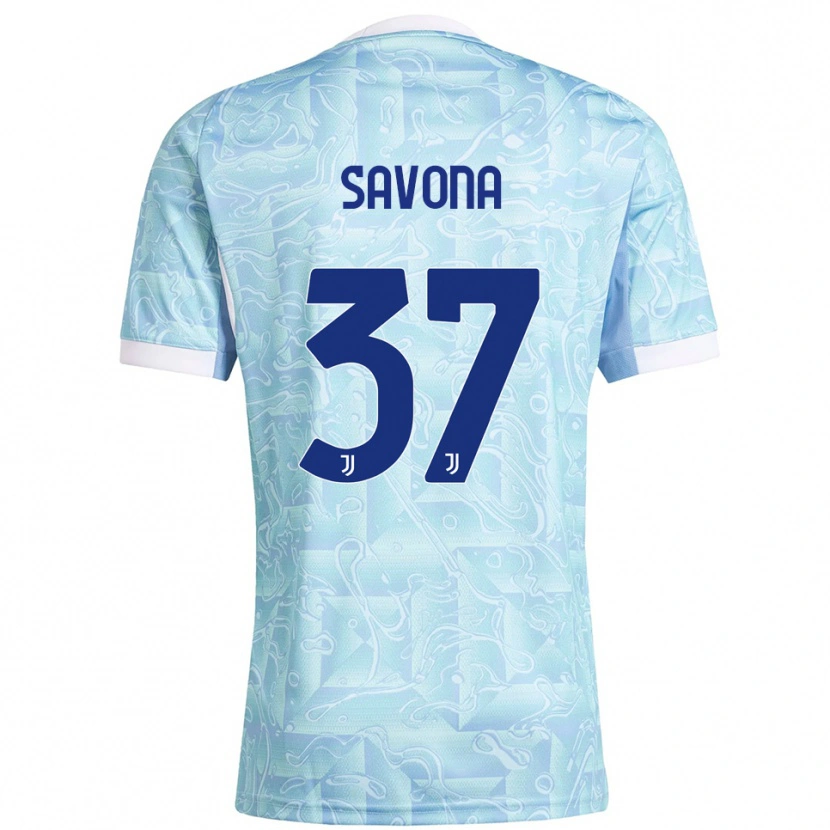 Danxen Dětské Nicolò Savona #37 Nebesky Modrá Žlutá Daleko Hráčské Dresy 2025/26 Dres
