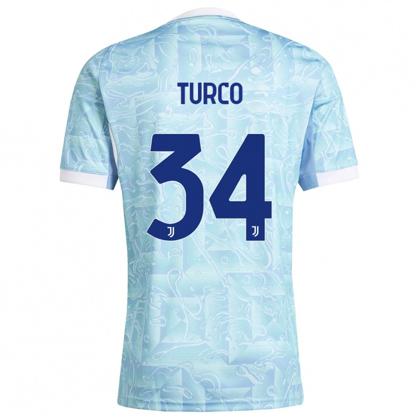 Danxen Dětské Stefano Turco #34 Nebesky Modrá Žlutá Daleko Hráčské Dresy 2025/26 Dres