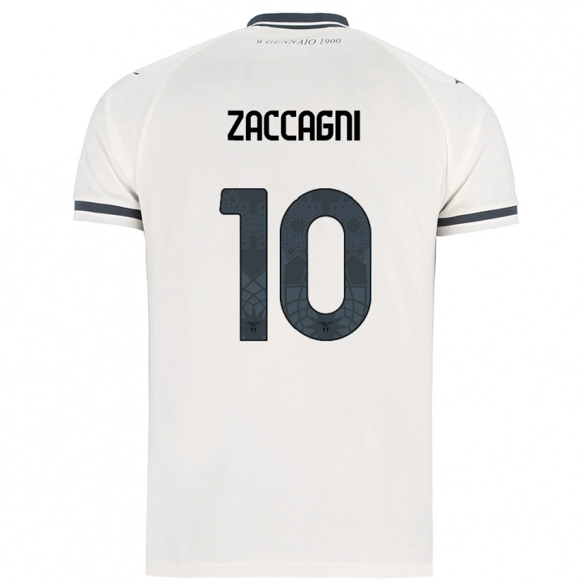 Danxen Dětské Mattia Zaccagni #10 Bílá Námořnická Modř Daleko Hráčské Dresy 2025/26 Dres