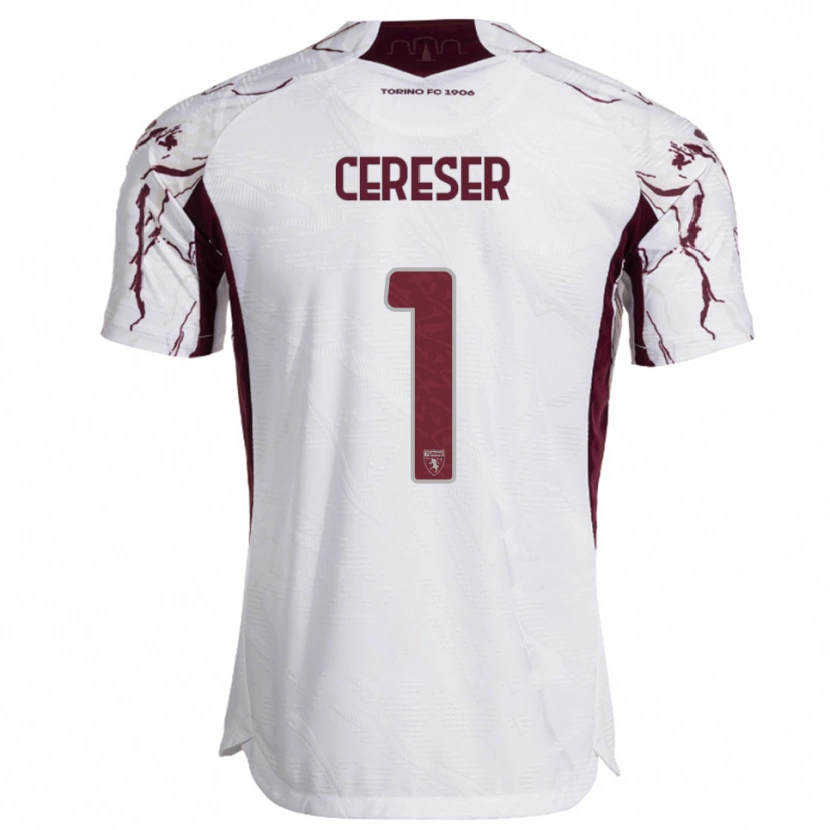 Danxen Dětské Francesco Cereser #1 Bílá Burgundská Daleko Hráčské Dresy 2025/26 Dres