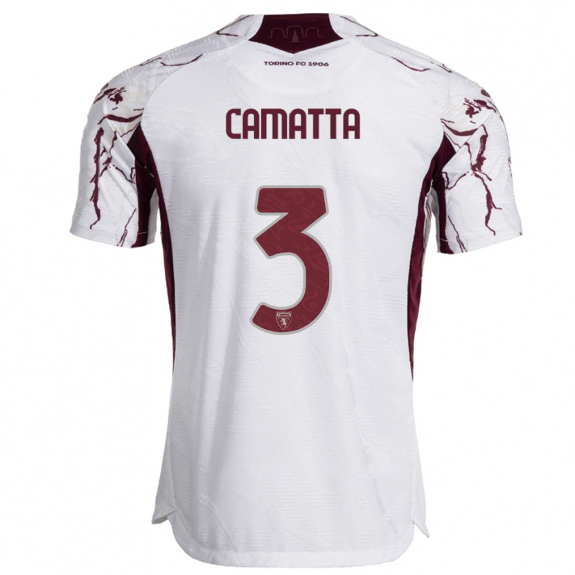 Danxen Dětské Alessandro Camatta #3 Bílá Burgundská Daleko Hráčské Dresy 2025/26 Dres