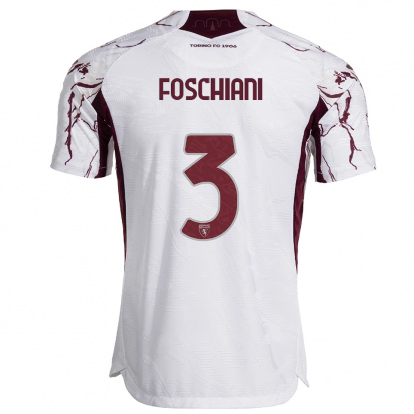 Danxen Dětské Francesco Foschiani #3 Bílá Burgundská Daleko Hráčské Dresy 2025/26 Dres