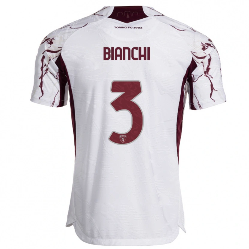Danxen Dětské Riccardo Bianchi #3 Bílá Burgundská Daleko Hráčské Dresy 2025/26 Dres