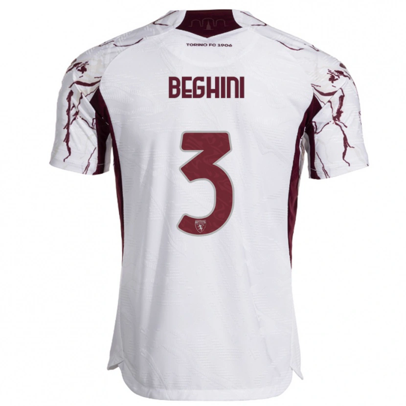 Danxen Dětské Giulia Beghini #3 Bílá Burgundská Daleko Hráčské Dresy 2025/26 Dres