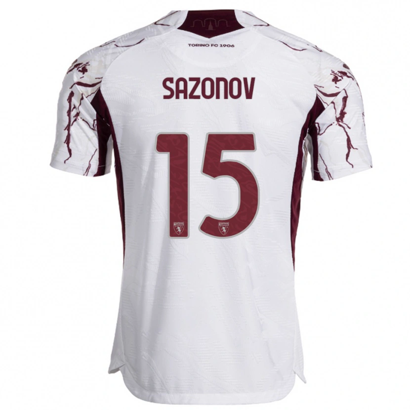 Danxen Dětské Saba Sazonov #15 Bílá Burgundská Daleko Hráčské Dresy 2025/26 Dres
