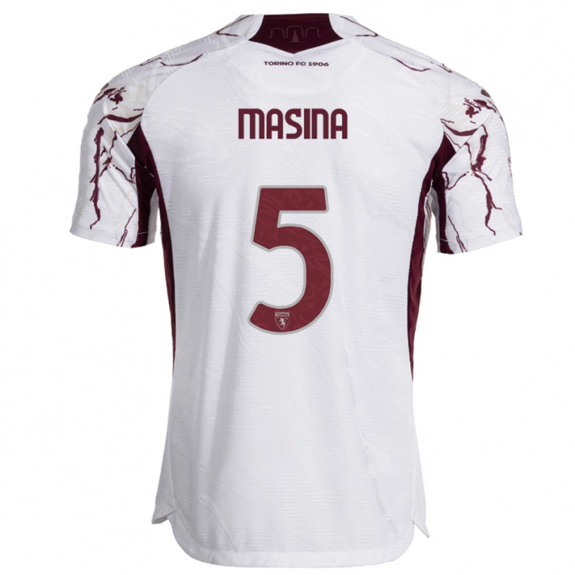 Danxen Dětské Adam Masina #5 Bílá Burgundská Daleko Hráčské Dresy 2025/26 Dres
