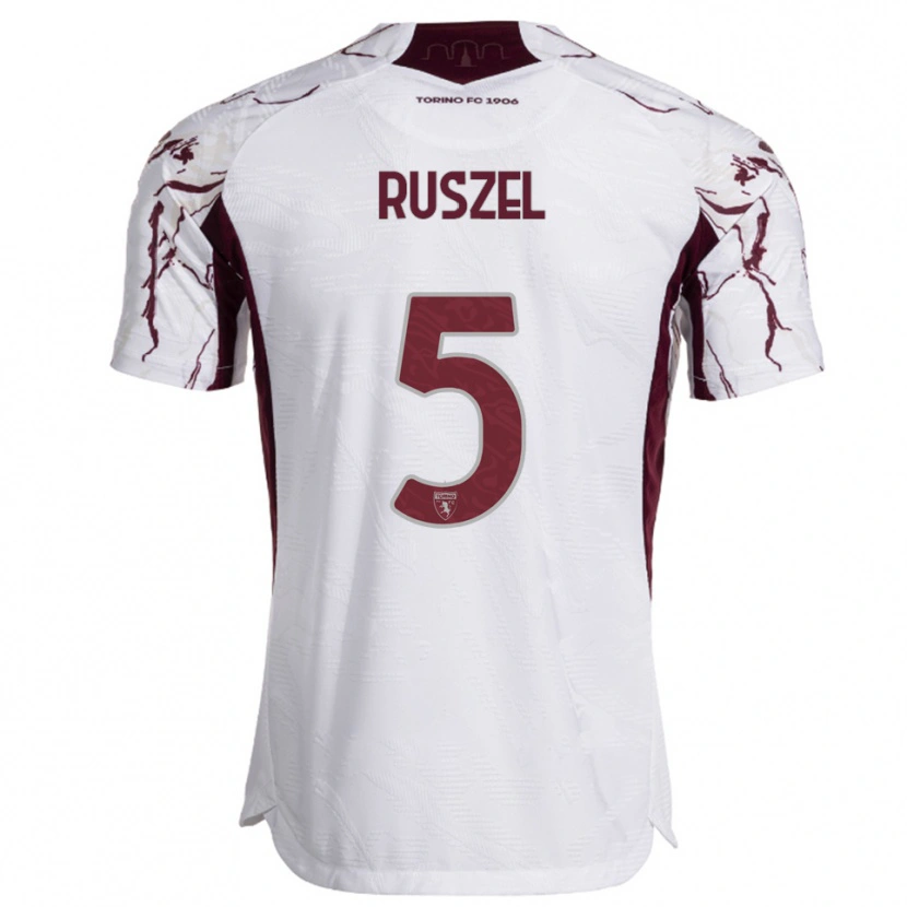 Danxen Dětské Marcel Ruszel #5 Bílá Burgundská Daleko Hráčské Dresy 2025/26 Dres