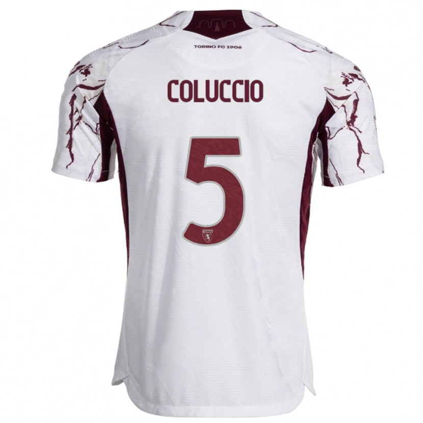Danxen Dětské Francesca Coluccio #5 Bílá Burgundská Daleko Hráčské Dresy 2025/26 Dres