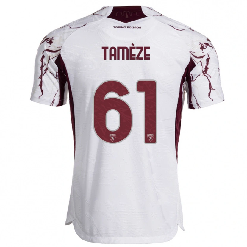 Danxen Dětské Adrien Tamèze #61 Bílá Burgundská Daleko Hráčské Dresy 2025/26 Dres