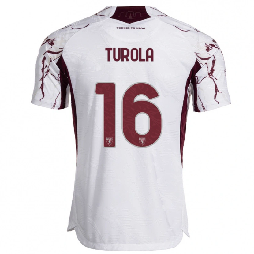 Danxen Dětské Cristian Turola #16 Bílá Burgundská Daleko Hráčské Dresy 2025/26 Dres