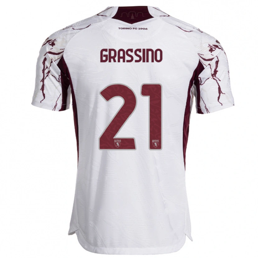 Danxen Dětské Giulia Grassino #21 Bílá Burgundská Daleko Hráčské Dresy 2025/26 Dres