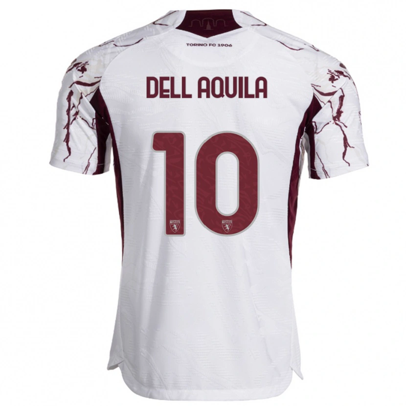 Danxen Dětské Francesco Dell'aquila #10 Bílá Burgundská Daleko Hráčské Dresy 2025/26 Dres