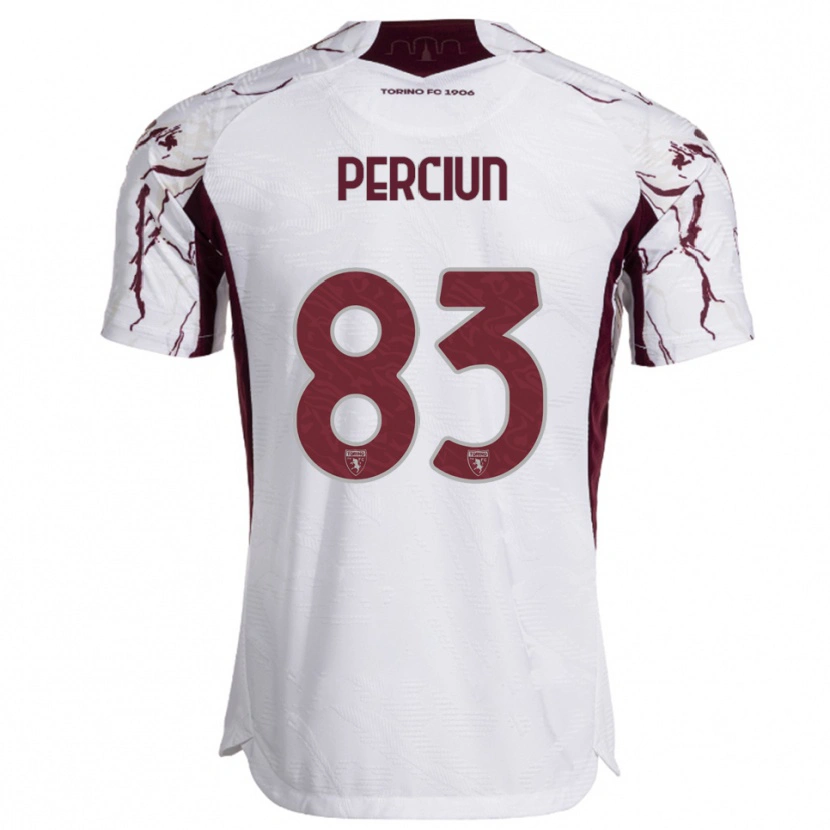 Danxen Dětské Sergiu Perciun #83 Bílá Burgundská Daleko Hráčské Dresy 2025/26 Dres