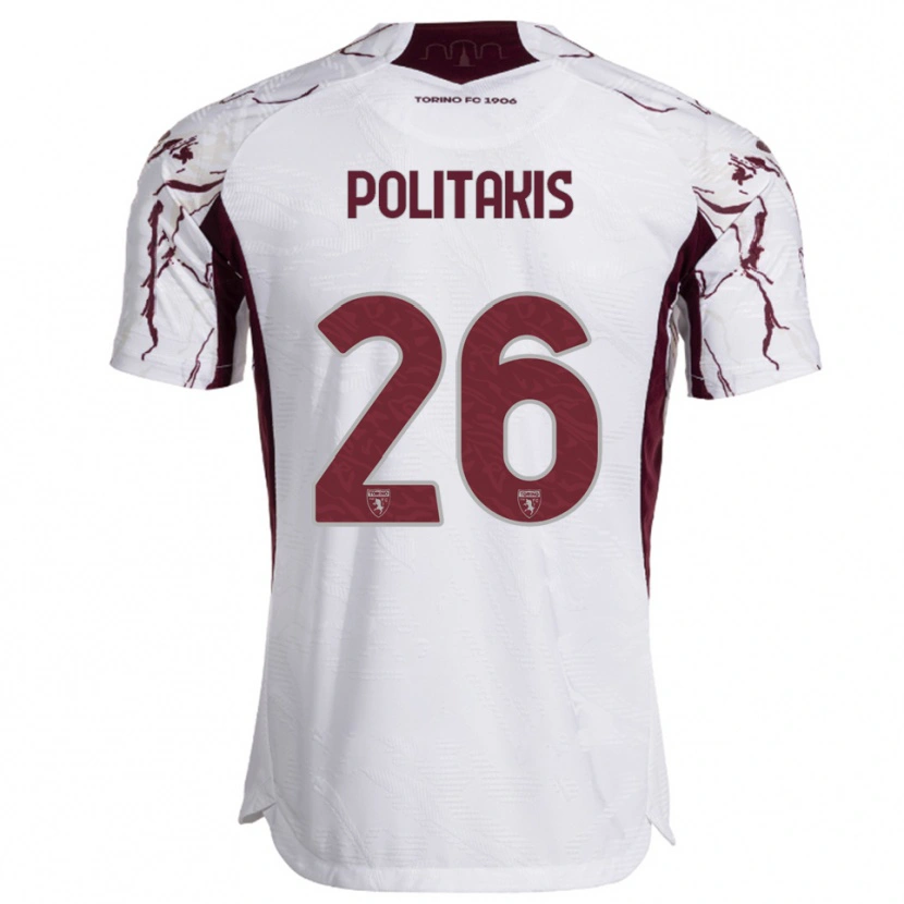 Danxen Dětské Grigorios Politakis #26 Bílá Burgundská Daleko Hráčské Dresy 2025/26 Dres