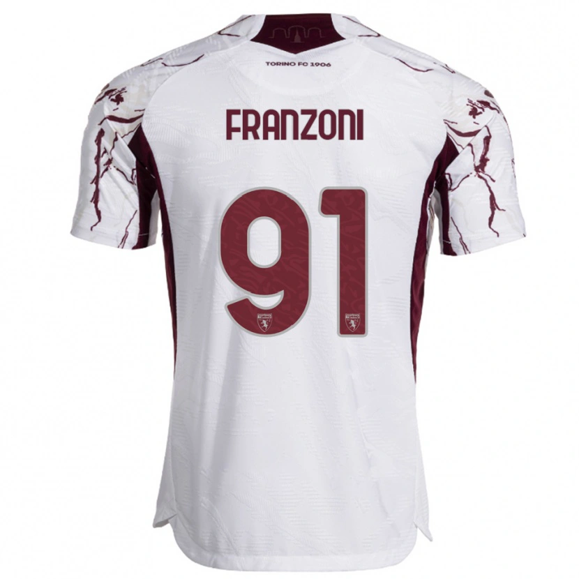 Danxen Dětské Nicolò Franzoni #91 Bílá Burgundská Daleko Hráčské Dresy 2025/26 Dres