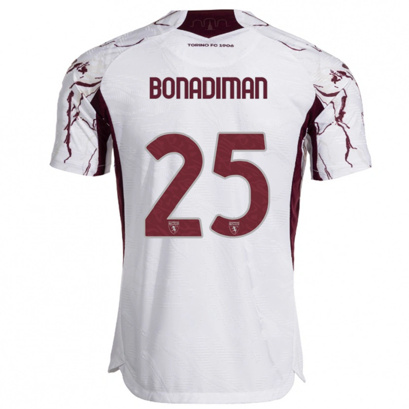 Danxen Dětské Matteo Bonadiman #25 Bílá Burgundská Daleko Hráčské Dresy 2025/26 Dres