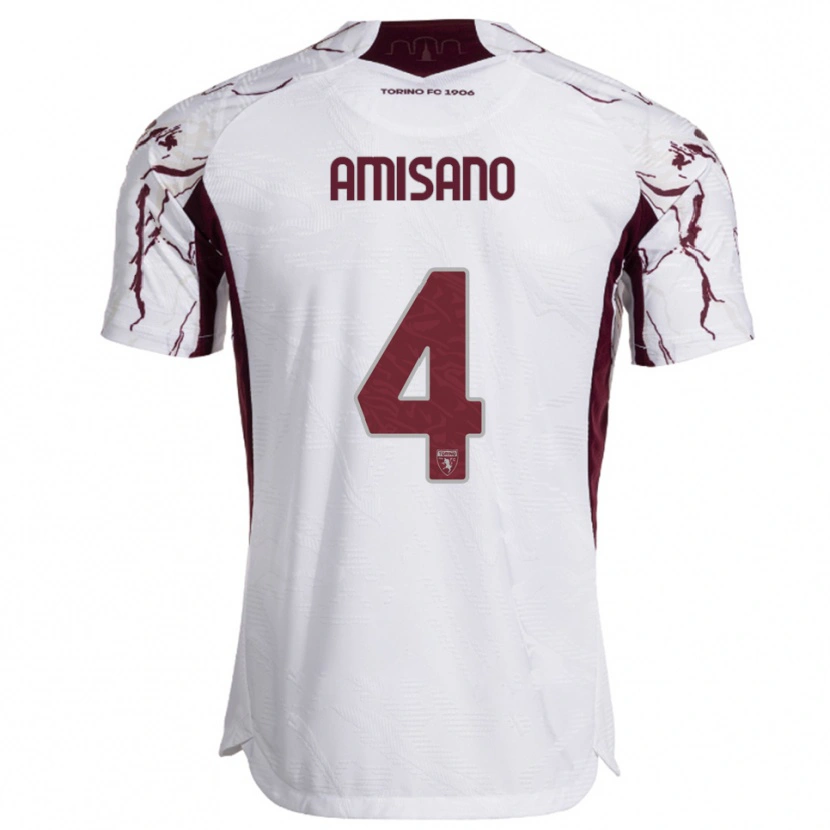 Danxen Dětské Manuel Amisano #4 Bílá Burgundská Daleko Hráčské Dresy 2025/26 Dres