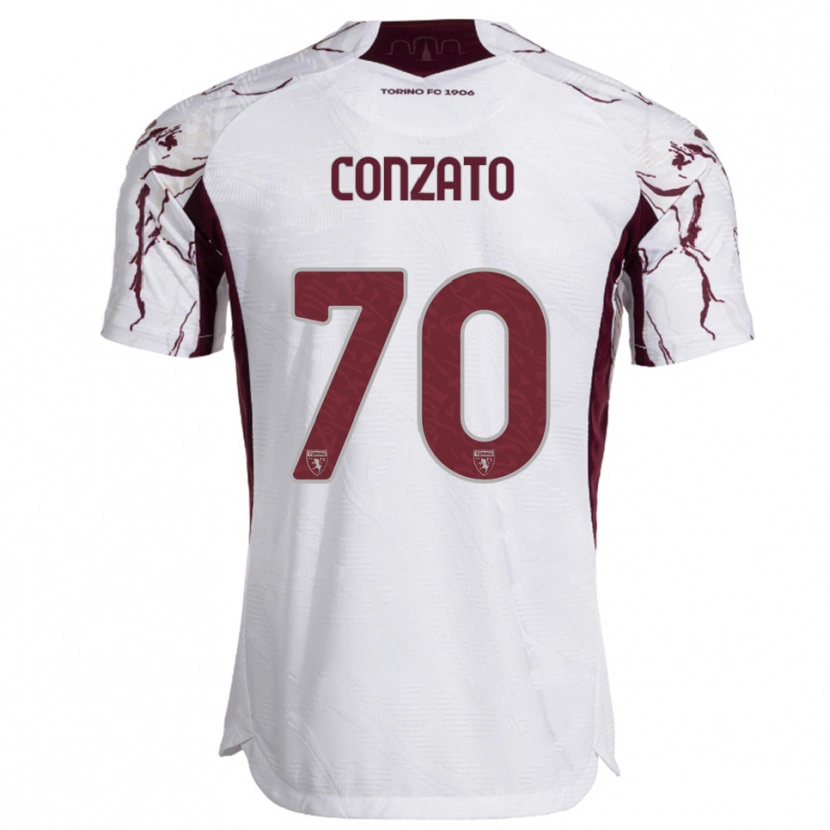 Danxen Dětské Filippo Conzato #70 Bílá Burgundská Daleko Hráčské Dresy 2025/26 Dres
