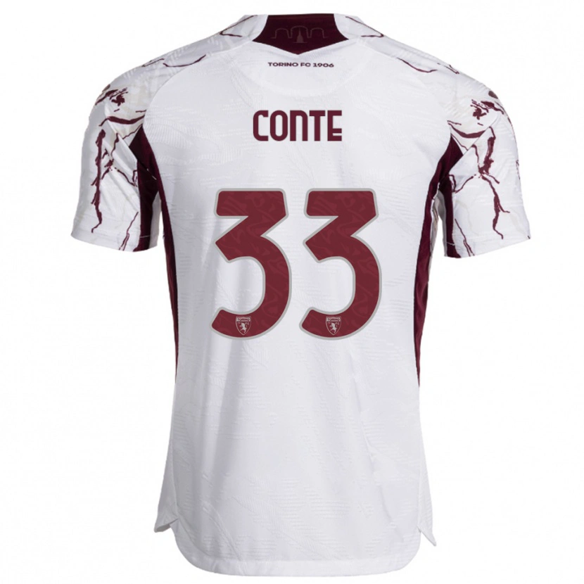 Danxen Dětské Gioele Conte #33 Bílá Burgundská Daleko Hráčské Dresy 2025/26 Dres