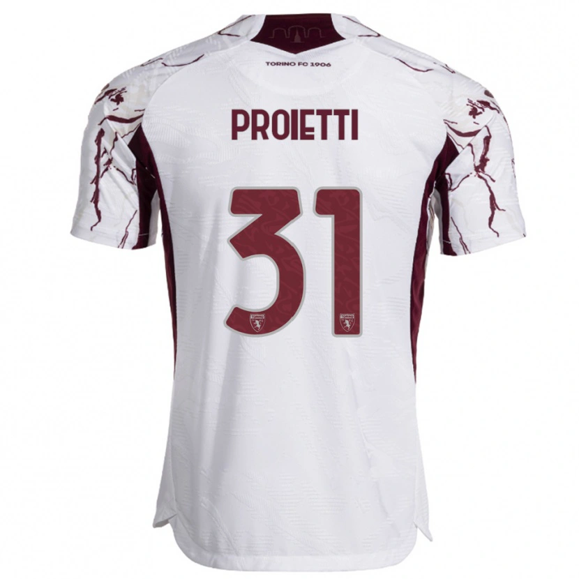 Danxen Dětské Riccardo Proietti #31 Bílá Burgundská Daleko Hráčské Dresy 2025/26 Dres