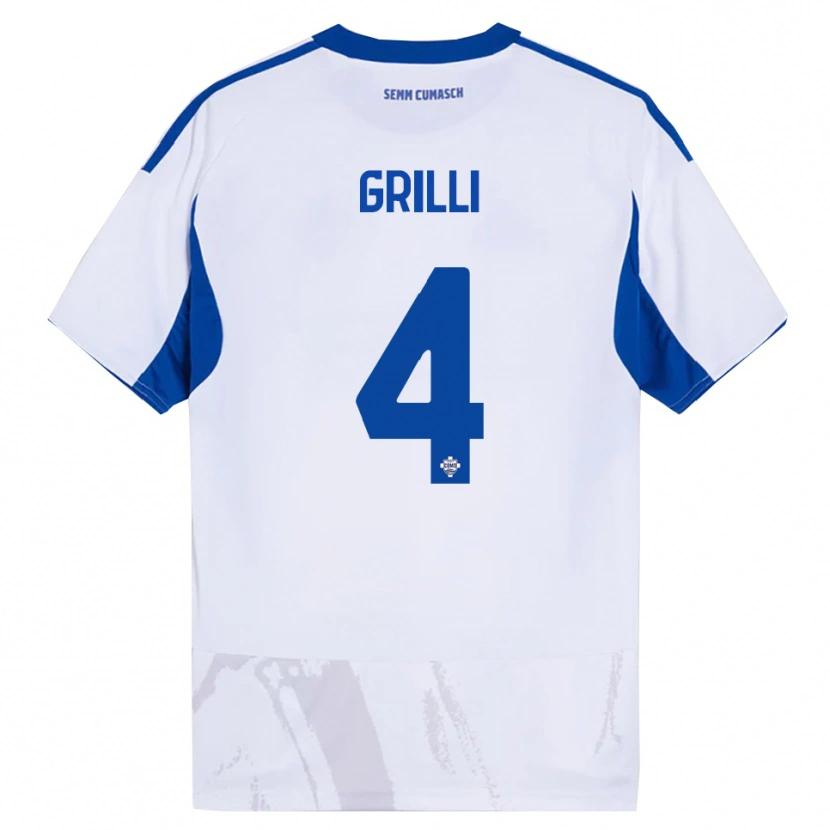 Danxen Dětské Federico Grilli #4 Bílá Modrá Daleko Hráčské Dresy 2025/26 Dres
