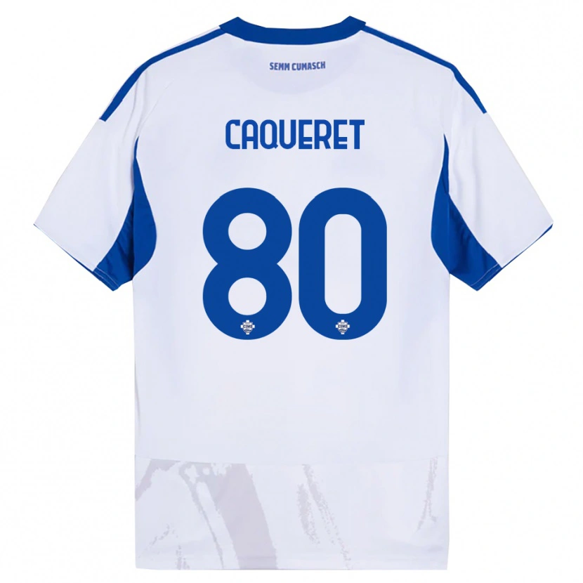 Danxen Dětské Maxence Caqueret #80 Bílá Modrá Daleko Hráčské Dresy 2025/26 Dres
