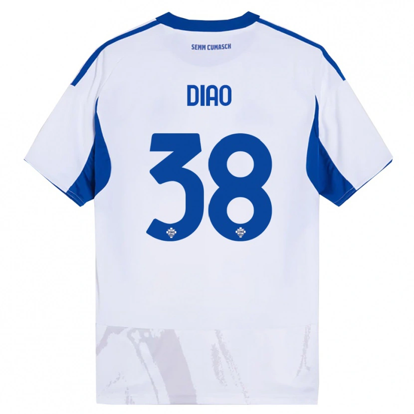 Danxen Dětské Assane Diao #38 Bílá Modrá Daleko Hráčské Dresy 2025/26 Dres