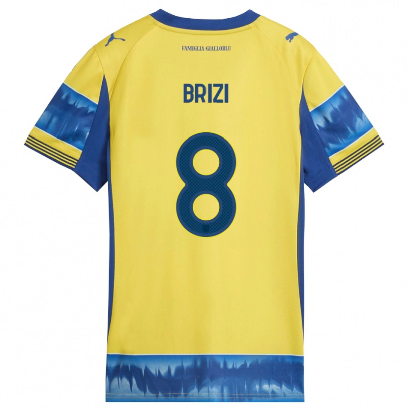 Danxen Dětské Andrea Brizi #8 Žlutá Modrá Daleko Hráčské Dresy 2025/26 Dres