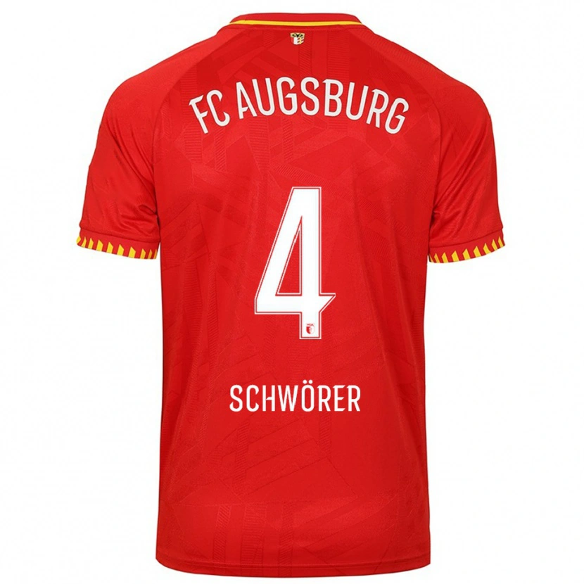 Danxen Dětské Julia Schwörer #4 Červená Žlutá Daleko Hráčské Dresy 2025/26 Dres