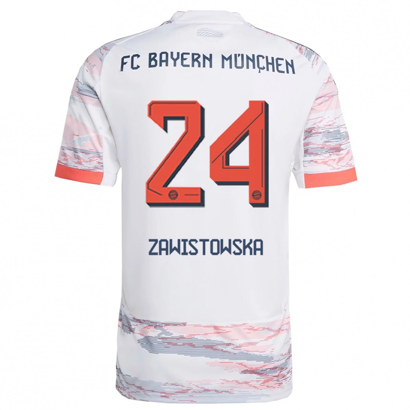 Danxen Dětské Weronika Zawistowska #24 Bílá Šedá Daleko Hráčské Dresy 2025/26 Dres