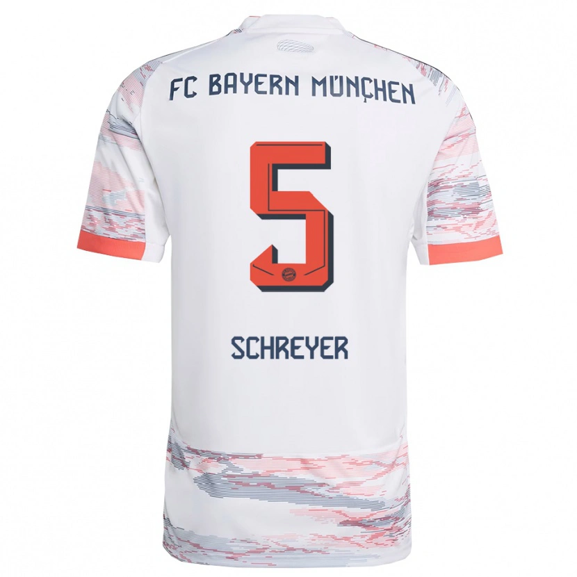 Danxen Dětské Tim Schreyer #5 Bílá Šedá Daleko Hráčské Dresy 2025/26 Dres