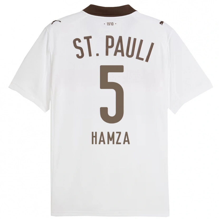 Danxen Dětské Samet Hamza #5 Bílá Červená Daleko Hráčské Dresy 2025/26 Dres