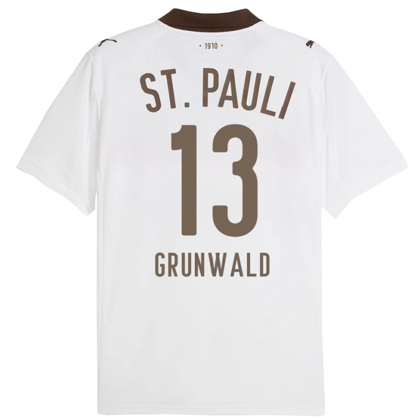 Danxen Dětské Julius Grunwald #13 Bílá Červená Daleko Hráčské Dresy 2025/26 Dres