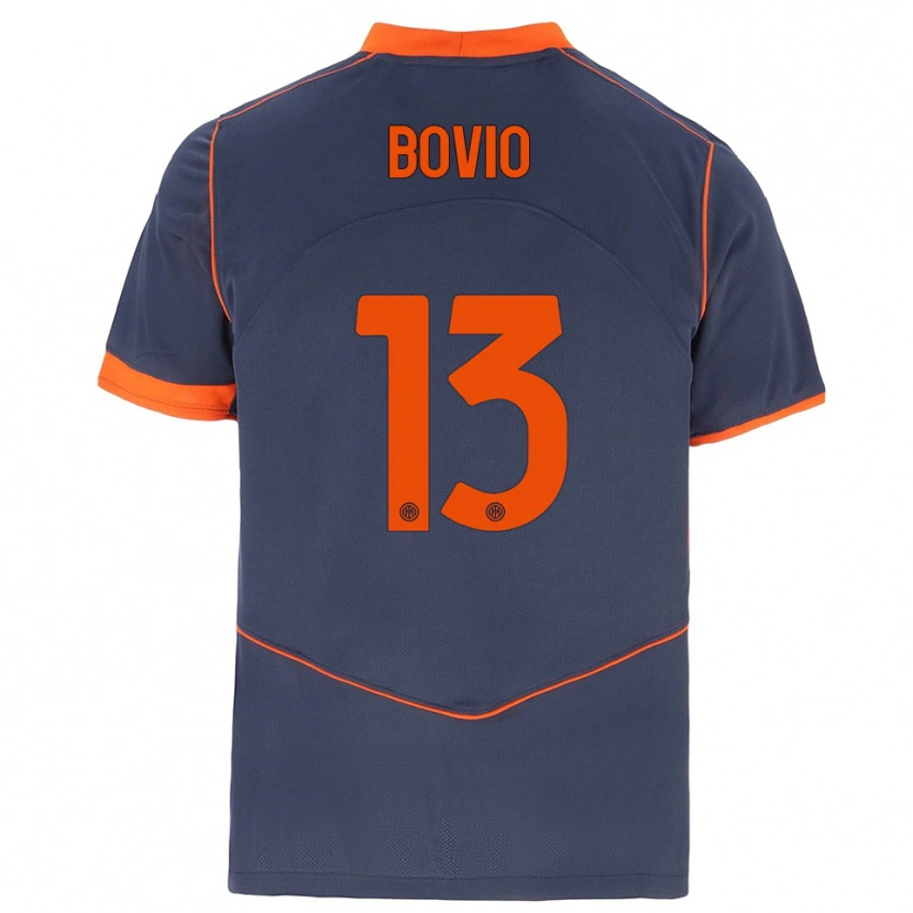 Danxen Dětské Leonardo Bovio #13 Šedá Oranžová Třetí Hráčské Dresy 2025/26 Dres