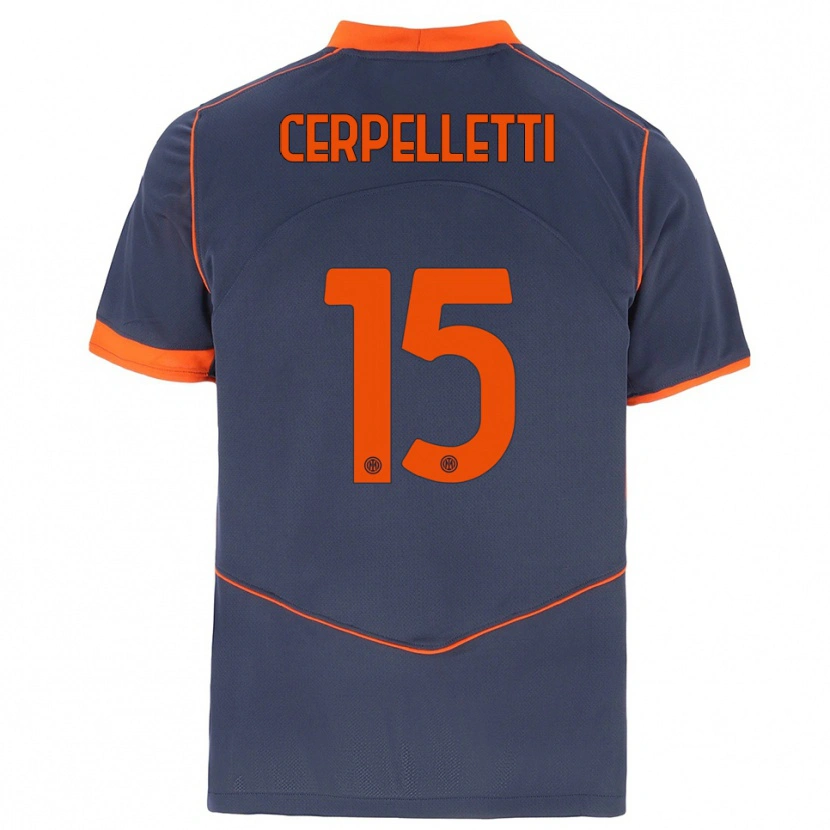 Danxen Dětské Filippo Cerpelletti #15 Šedá Oranžová Třetí Hráčské Dresy 2025/26 Dres