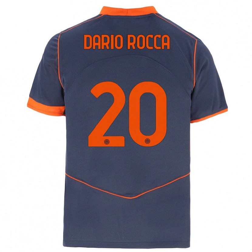 Danxen Dětské Edoardo Dario Rocca #20 Šedá Oranžová Třetí Hráčské Dresy 2025/26 Dres