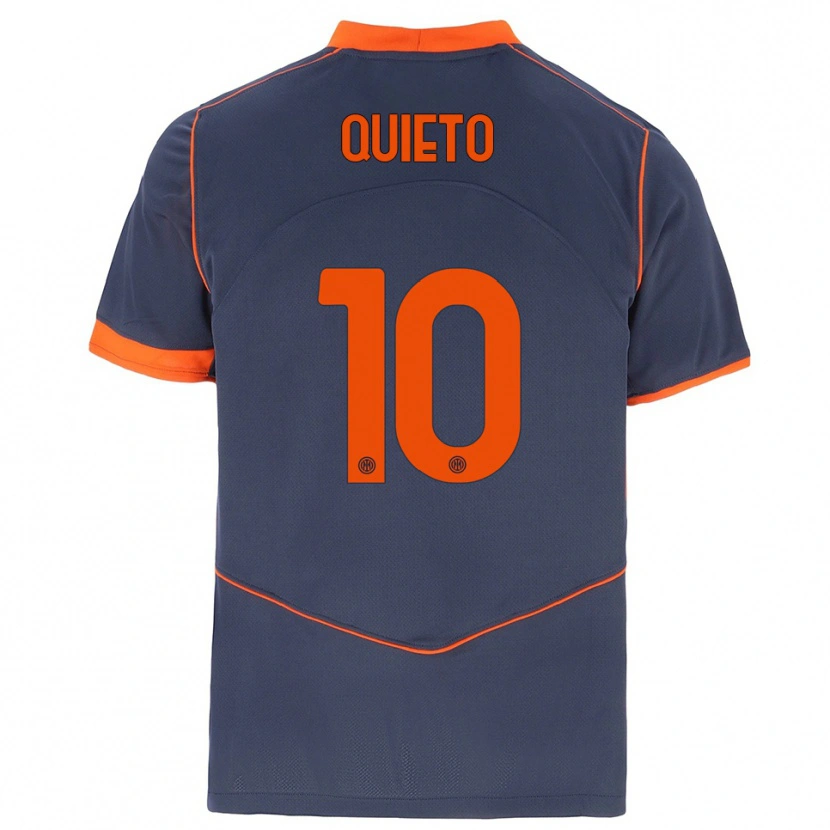 Danxen Dětské Daniele Quieto #10 Šedá Oranžová Třetí Hráčské Dresy 2025/26 Dres