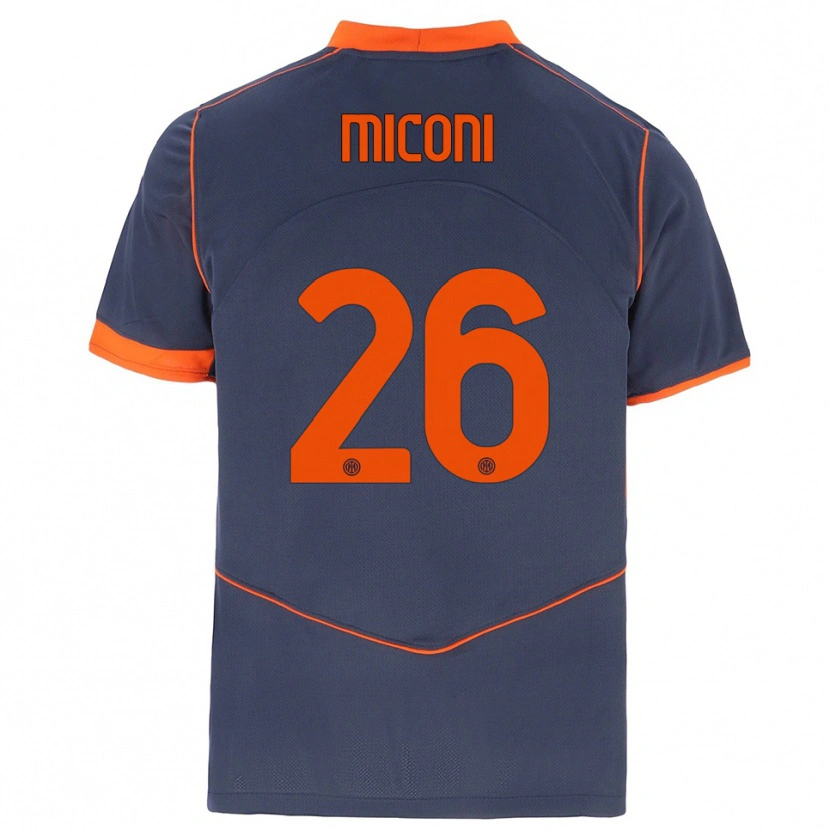 Danxen Dětské Riccardo Miconi #26 Šedá Oranžová Třetí Hráčské Dresy 2025/26 Dres