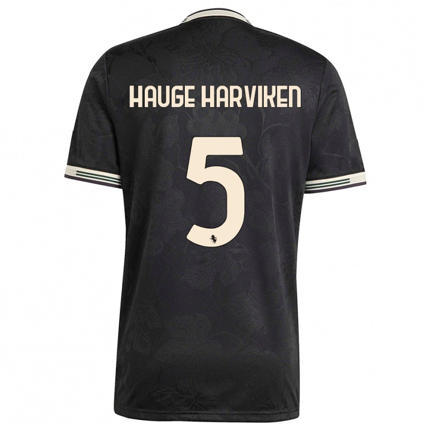 Danxen Dětské Mathilde Hauge Harviken #5 Černá Bílá Zelená Třetí Hráčské Dresy 2025/26 Dres
