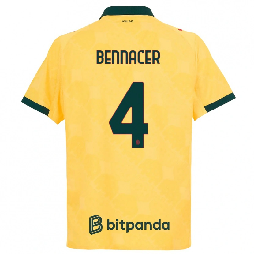 Danxen Dětské Ismaël Bennacer #4 Žlutá Černá Třetí Hráčské Dresy 2025/26 Dres